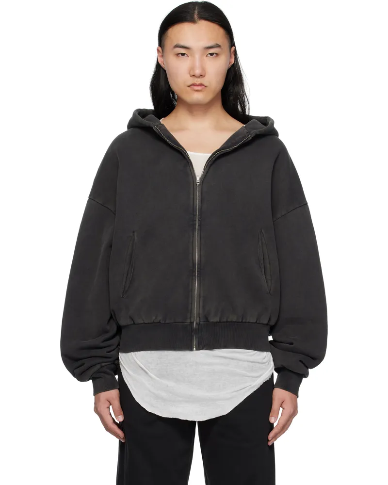 Entire Studios Black Thermal Hoodie Washedblack