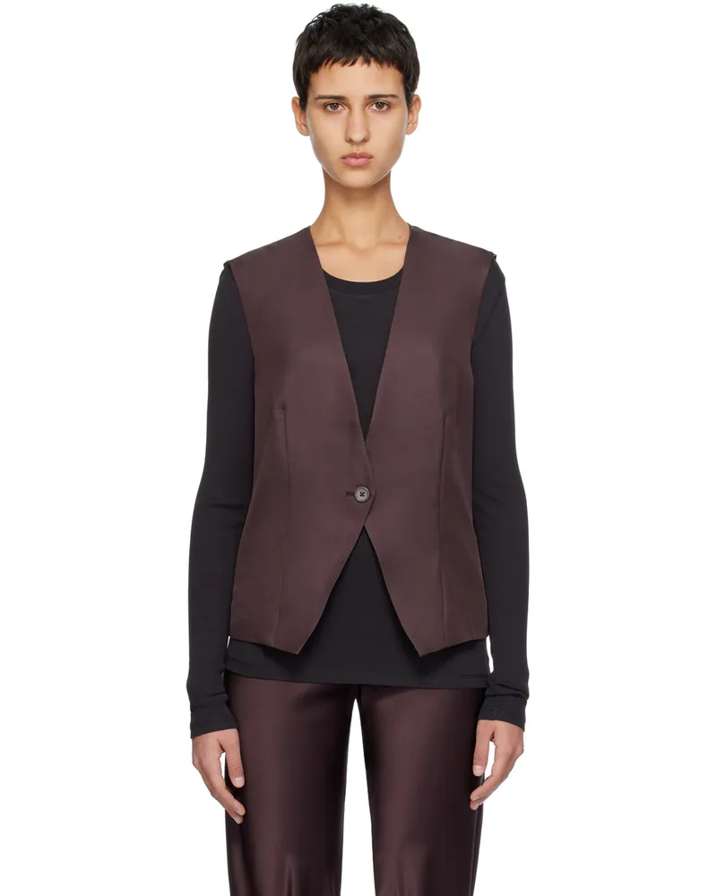 Silk Laundry Brown Slouch Vest Cacao