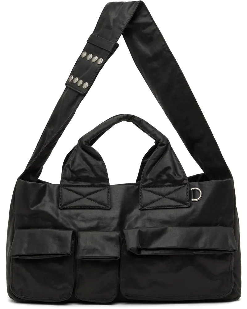 OPEN YY Black Oil Skin Venti Satchel Black
