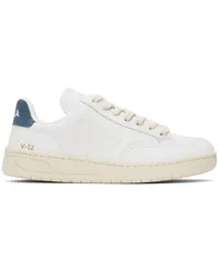 VEJA White & Navy V-12 Stitch Leather Sneakers Xtra