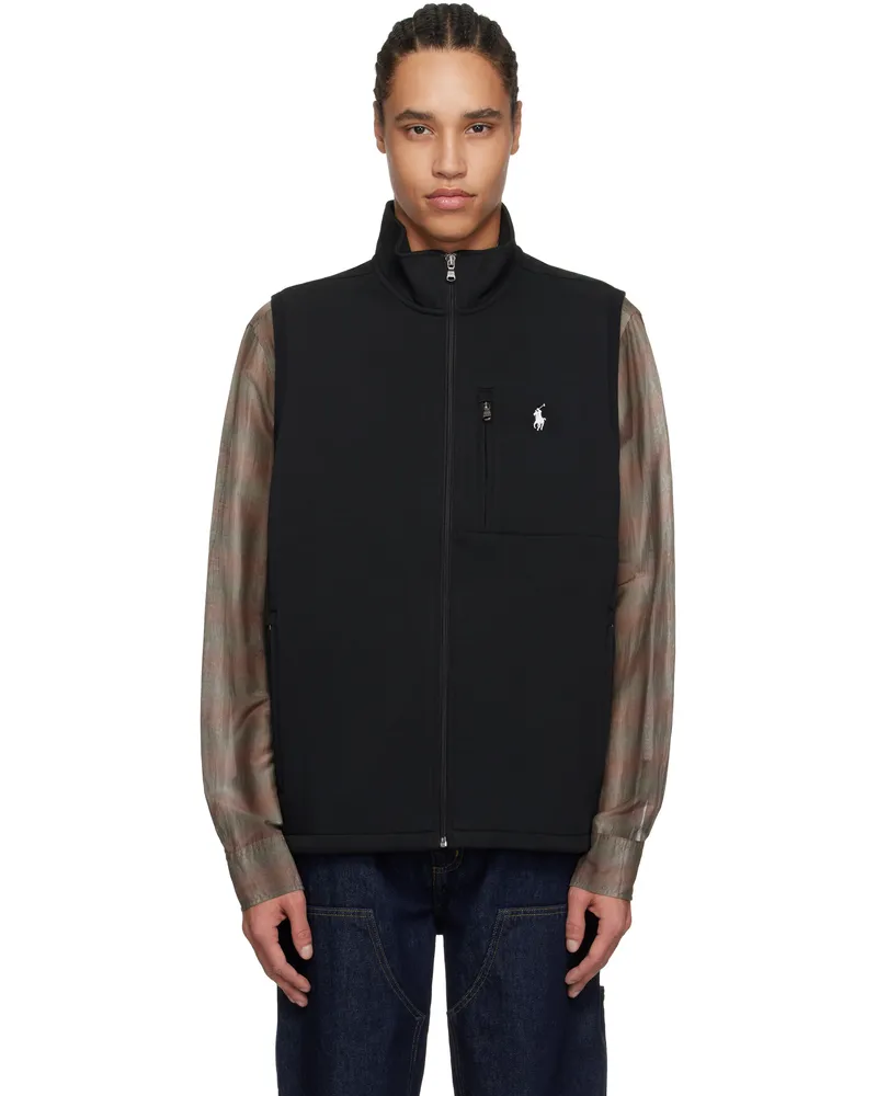 Ralph Lauren Black Double-Knit Mock Neck Vest Polo