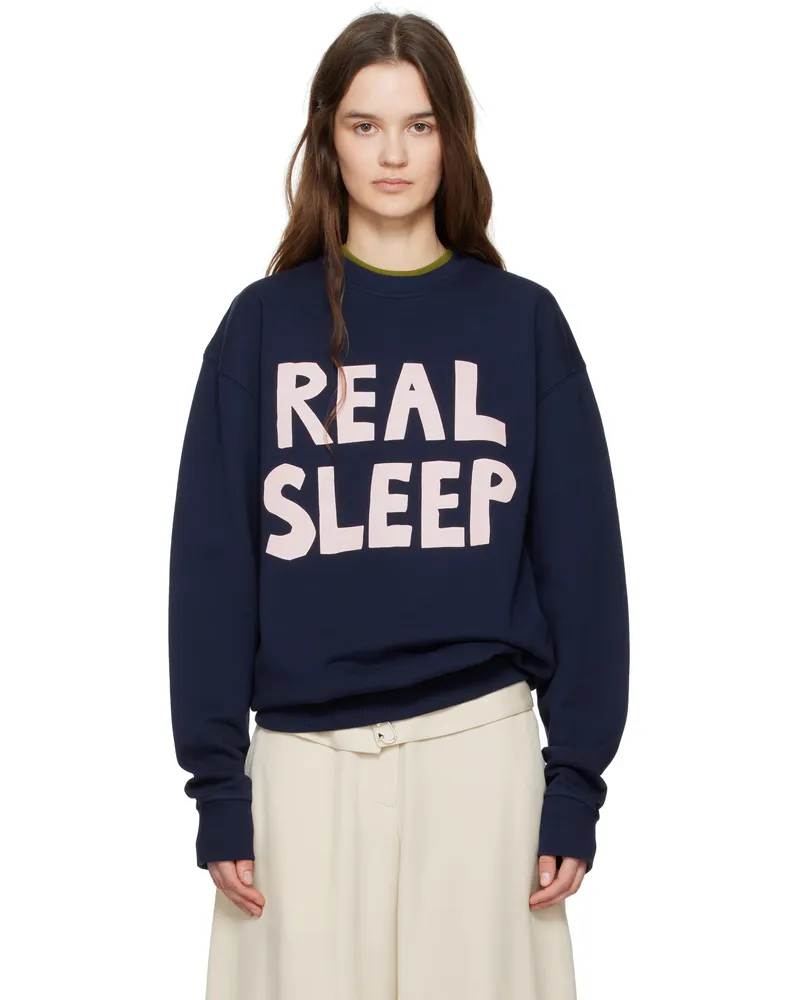 J.W.Anderson Navy 'Real Sleep' Printed Sweatshirt 898