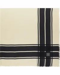 Totême Off-White & Black Wool Silk Blanket Scarf Black