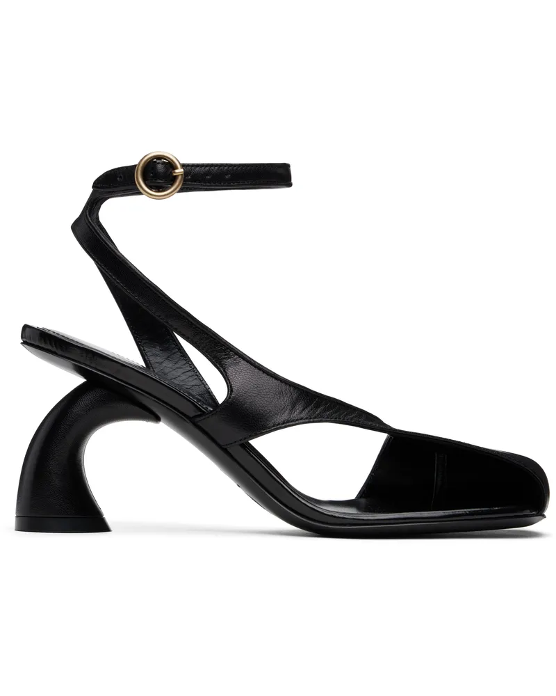 Dries van Noten Black Asymmetric Heeled Sandals 900