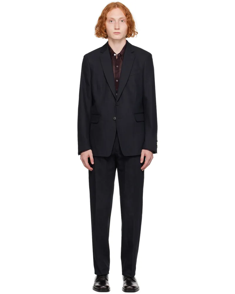Dries van Noten Black Cotton & Linen Suit 900