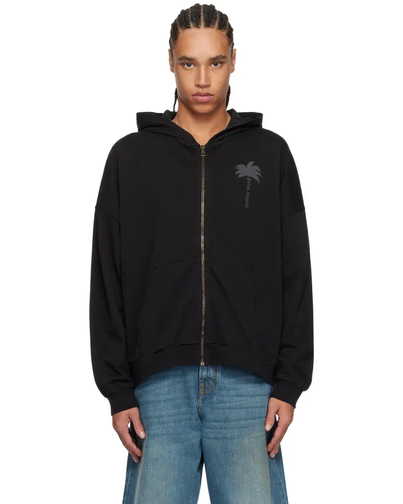 Palm Angels Black Palms Zipped Hoodie Black