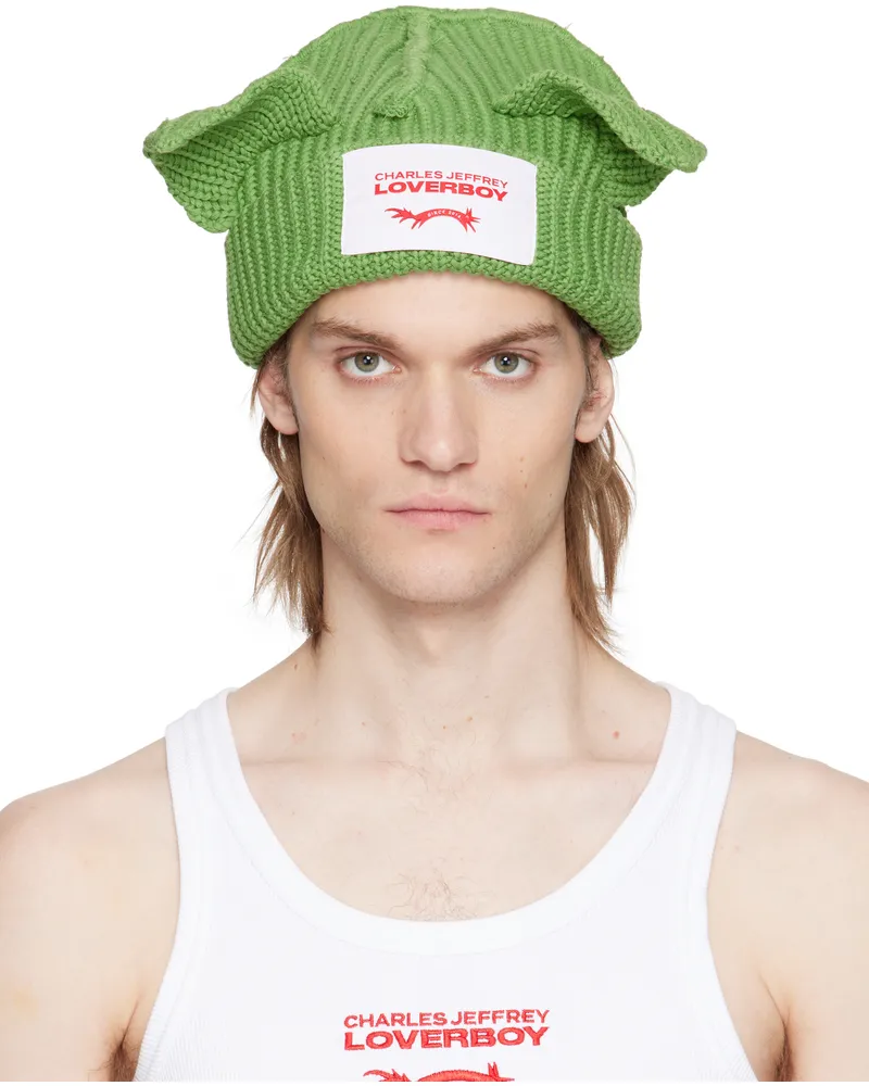 Charles Jeffrey Loverboy Green Chunky Ears Beanie Green