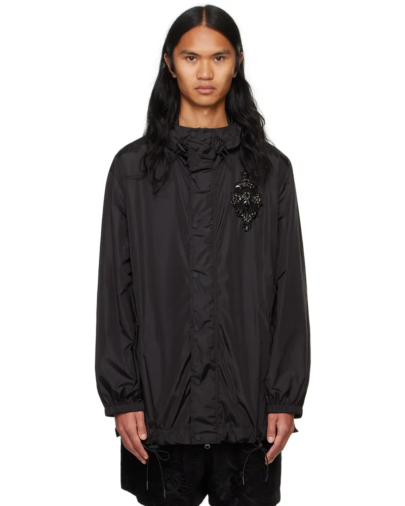 Simone Rocha Black Embellished Button Placket Parka Black
