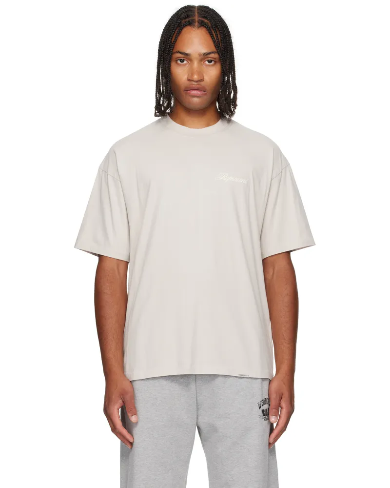 REPRESENT Gray Script Logo T-shirt Concrete