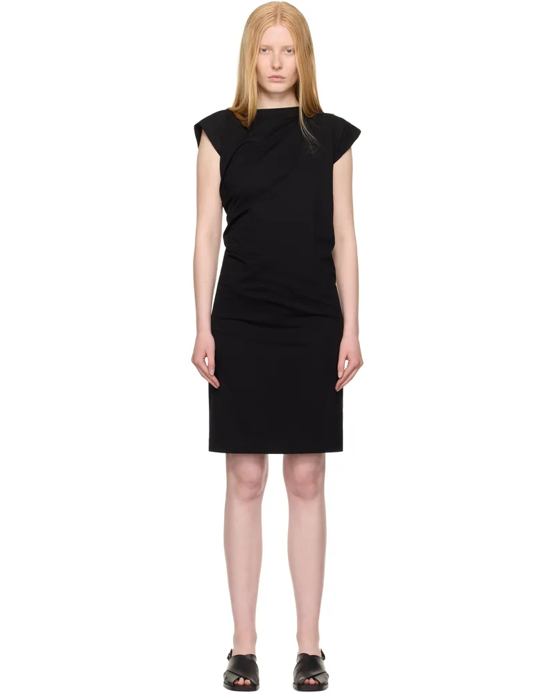 3.1 phillip lim Black Draped Short Sleeve T-shirt Minidress Black
