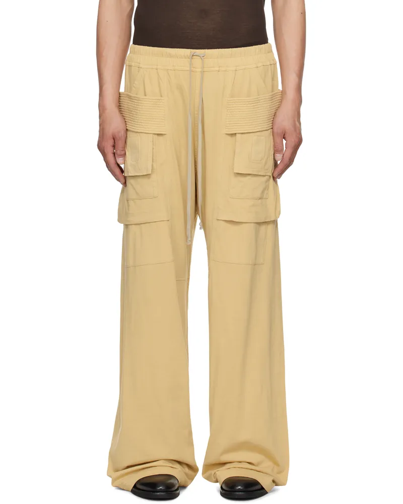 DRKSHDW by Rick Owens Beige Hollywood Creatch Wide Cargo Drawstring Pants 81