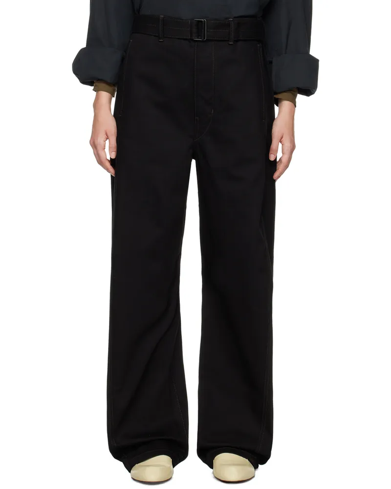 Christophe Lemaire Black Twisted Belt Jeans Bk999
