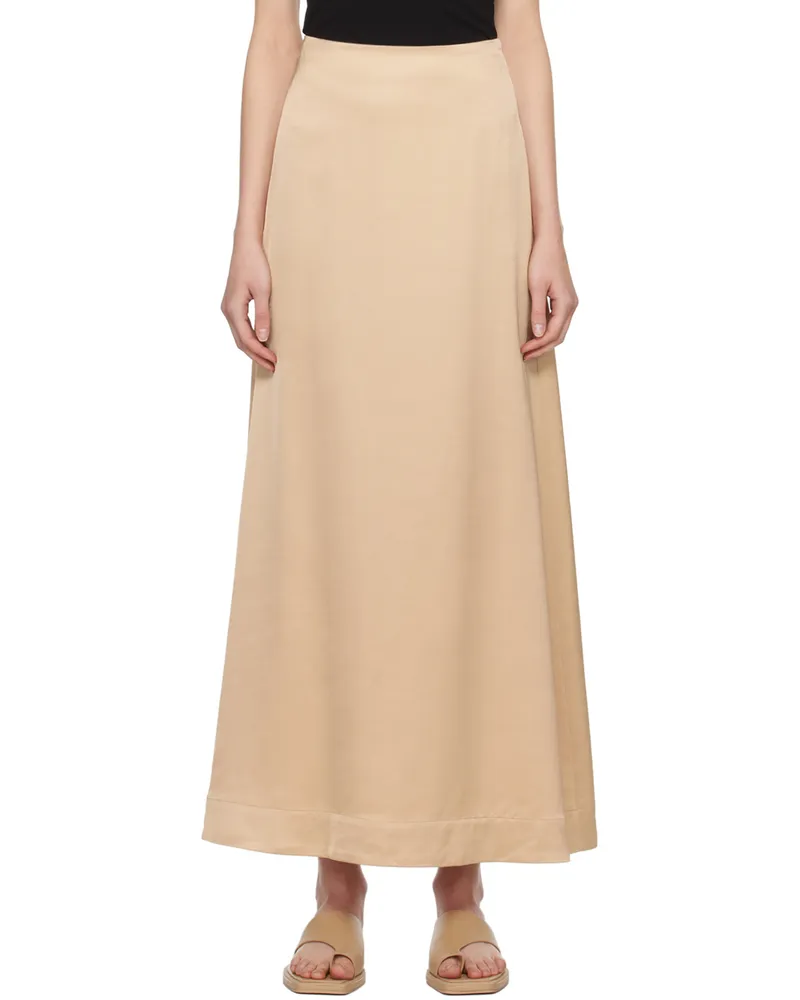 Esse Studios Beige Gilded Maxi Skirt Golden