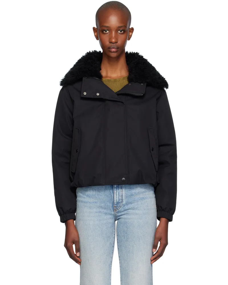 Yves Salomon Black Lambswool Short Parka Down Jacket C99