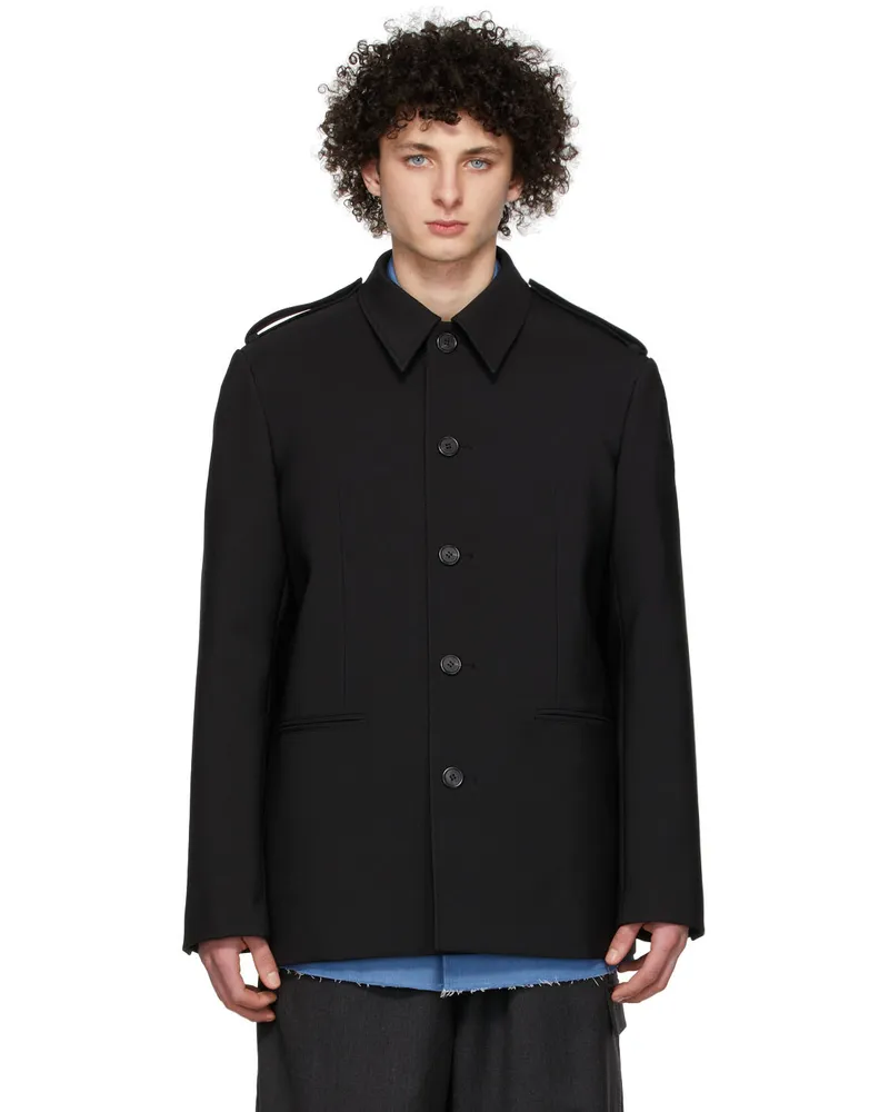 WE 11 DONE Black Regular Collar Jacket Black