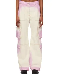 MSGM Off-White Gradient Denim Cargo Pants Lilac