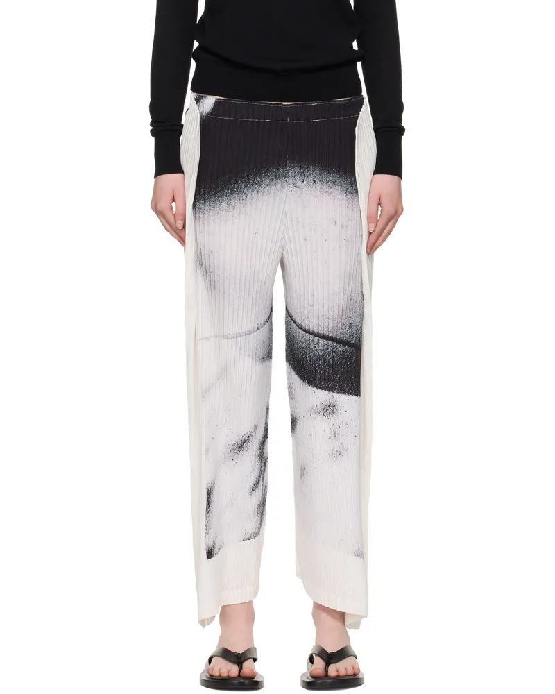 Issey Miyake White & Black Shadow Study Pleats Trousers 94