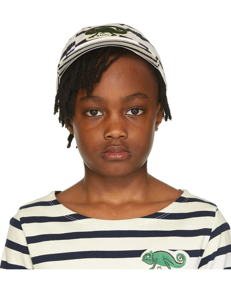 Mini Rodini Kids White & Navy Chameleon Cap Blue