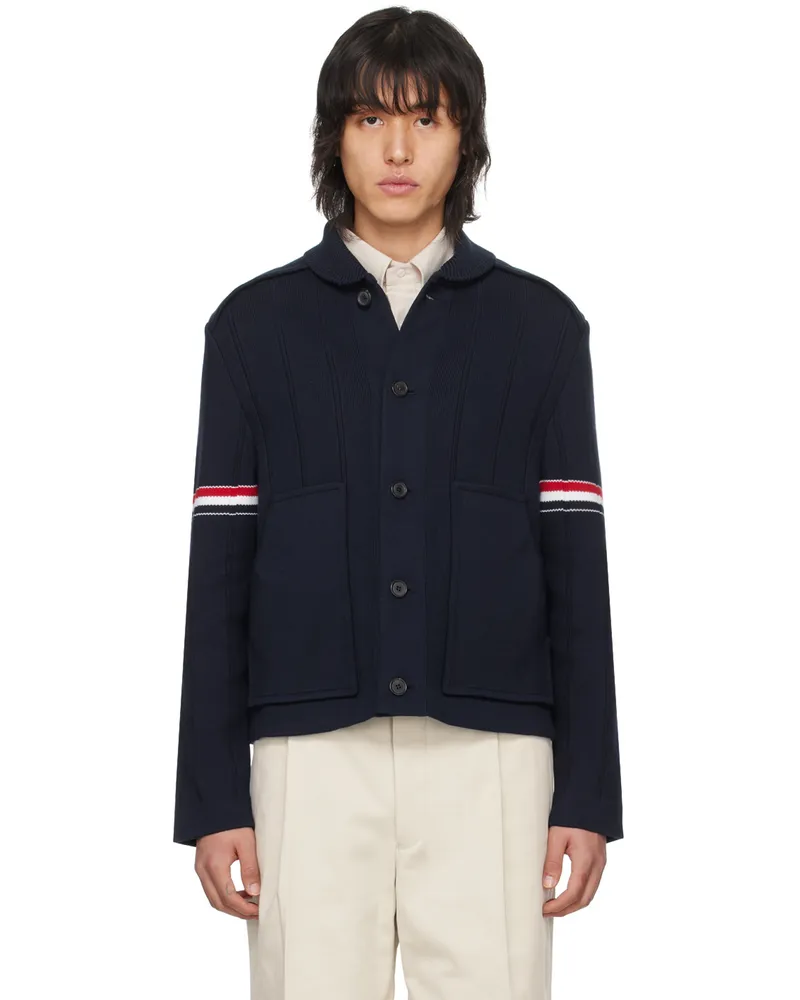 Thom Browne Navy Shawl Collar Jacket 415