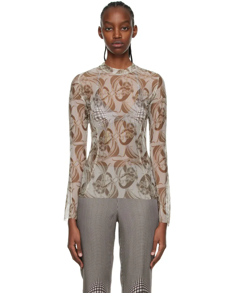 Anne Isabella Off-White & Green Recycled Polyethylene Blouse Adele