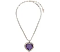 Silver & Purple Crystal Heart Necklace