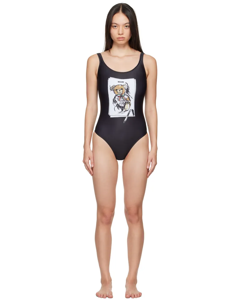 Moschino Black Teddy Bear One-Piece Swimsuit 2555