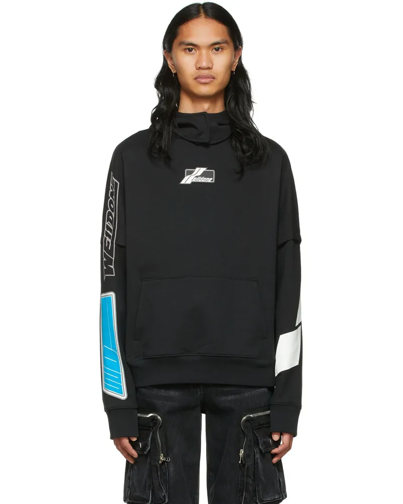 WE 11 DONE Black Cotton Hoodie Black