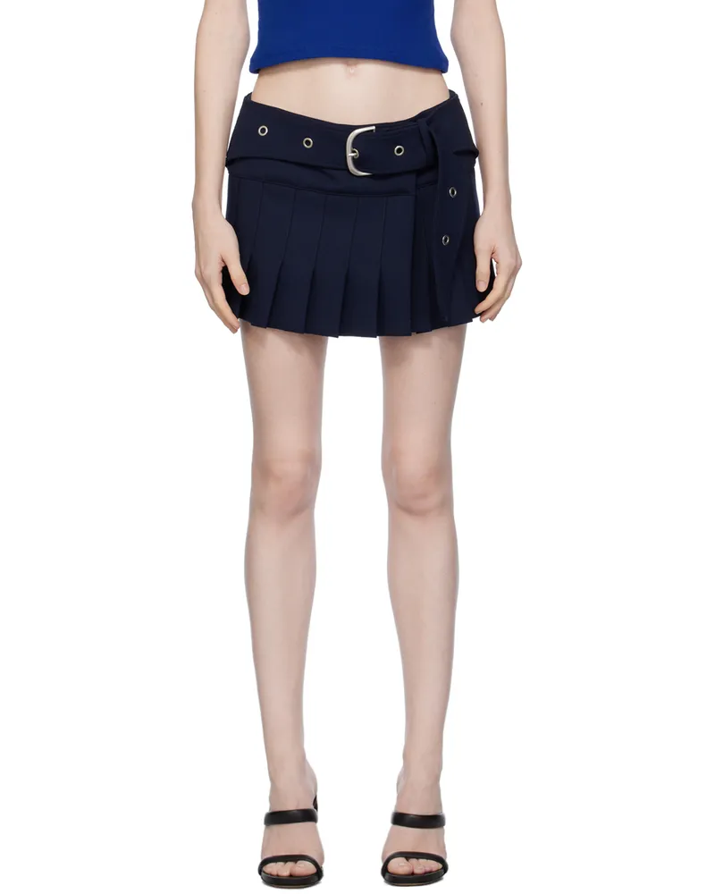 OFF-WHITE Navy Belted Mini Skirt Cobalt