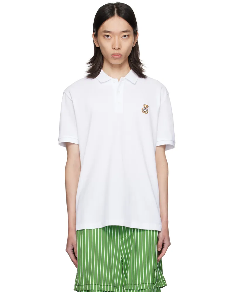 Moschino White Teddy Patch Polo White
