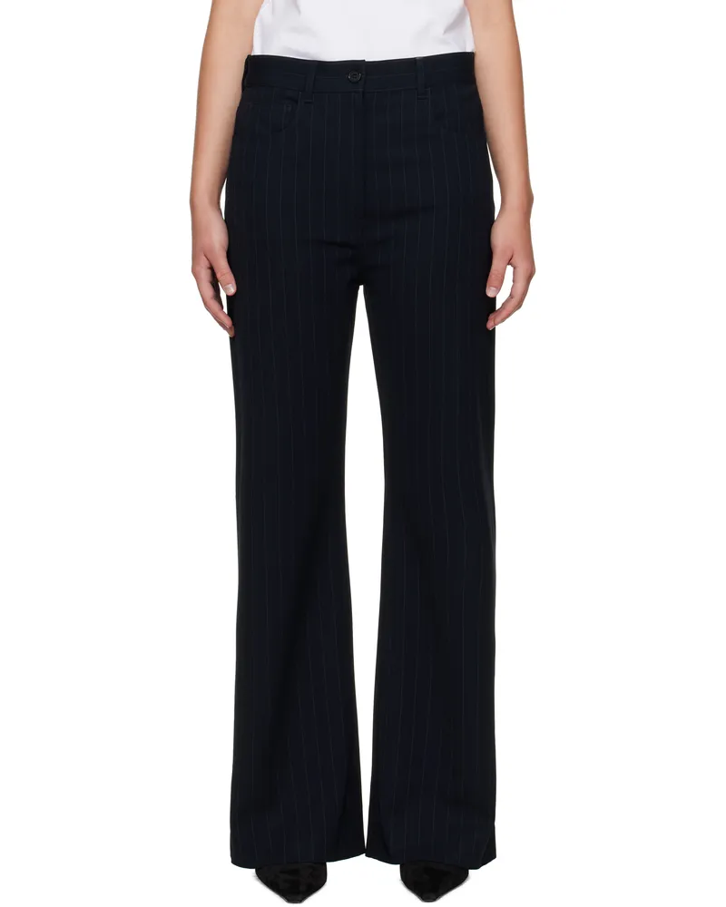 Acne Studios Navy Pinstripe Trousers Bg3