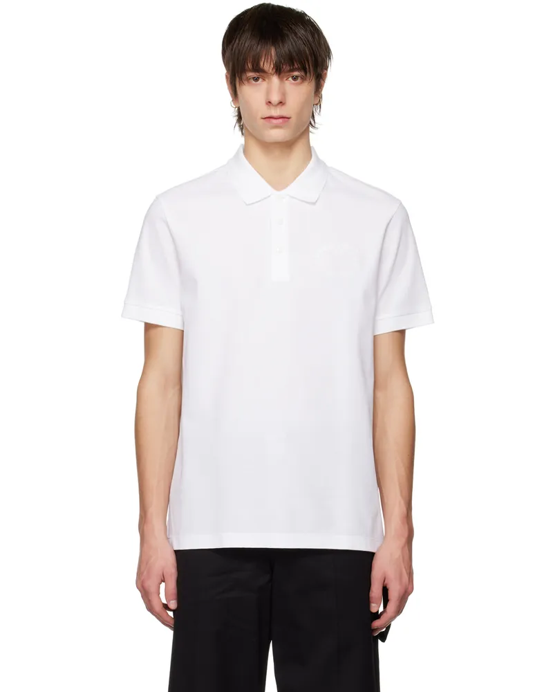 Burberry White Embroidered Polo White