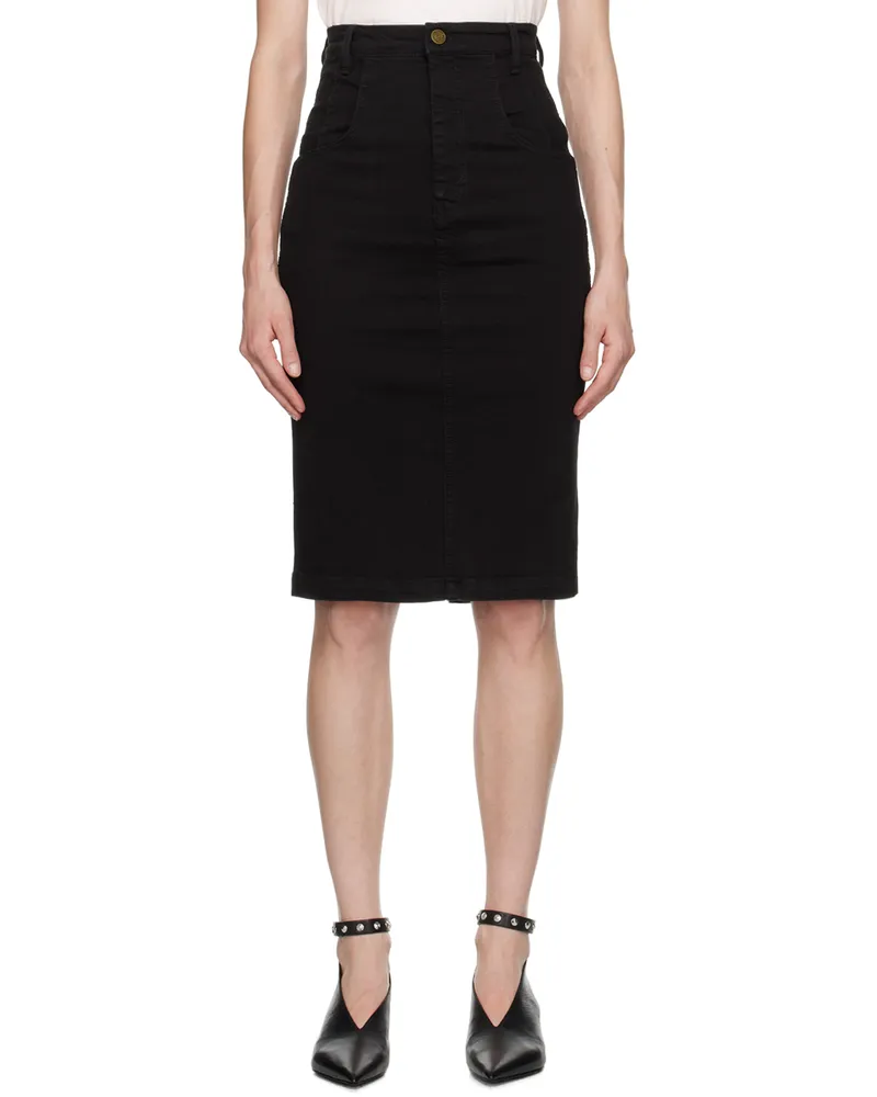 Frame Denim Black Four-Pocket Denim Midi Skirt Aster