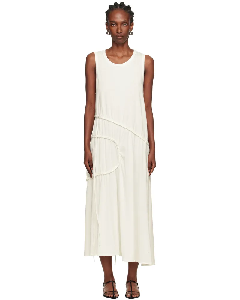 Yohji Yamamoto Off-White Chain Stitch Sleeveless Midi Dress 1