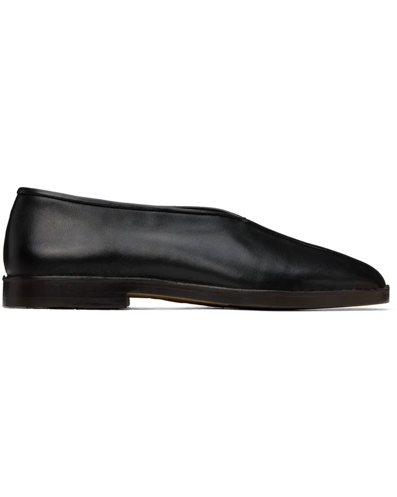 Christophe Lemaire Black Flat Piped Slippers Bk999