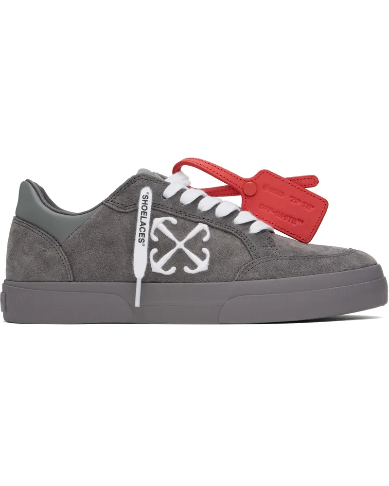 OFF-WHITE Gray Leather Vulcanized Sneakers Dark