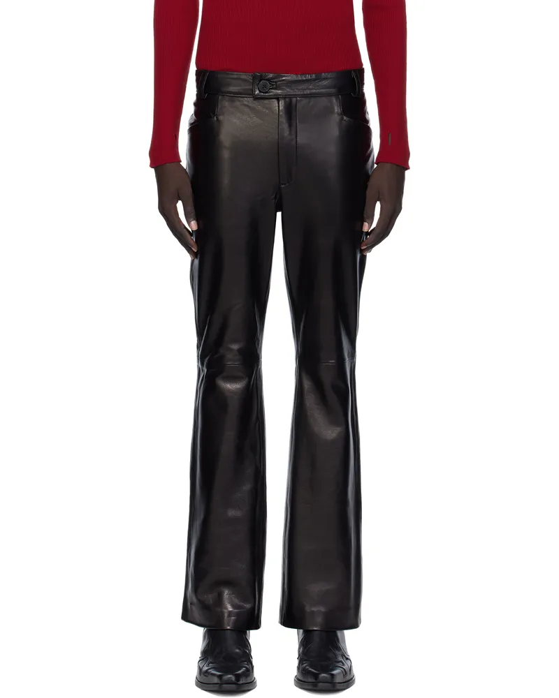Ernest W. Baker Black Flare Leather Pants Black