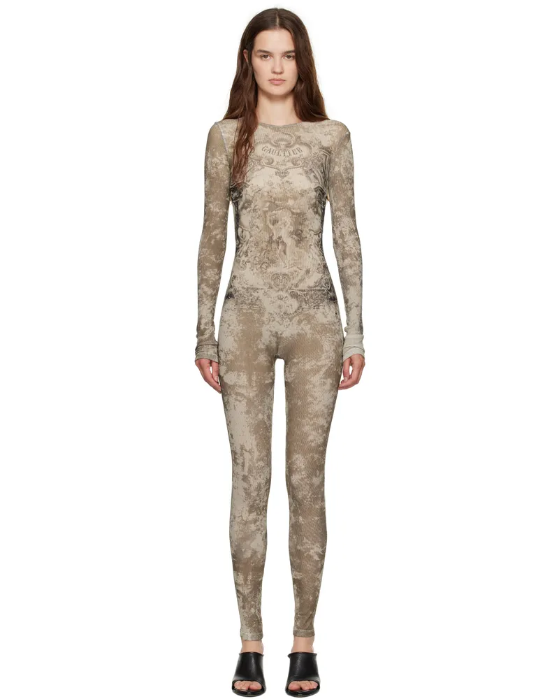 Jean Paul Gaultier Beige 'The Médaillon' Jumpsuit 6965