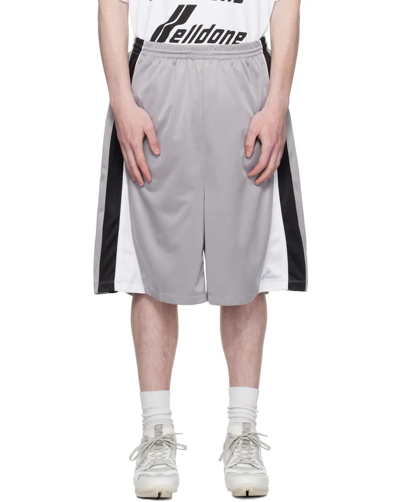WE 11 DONE Gray Se11done Track Shorts Silver