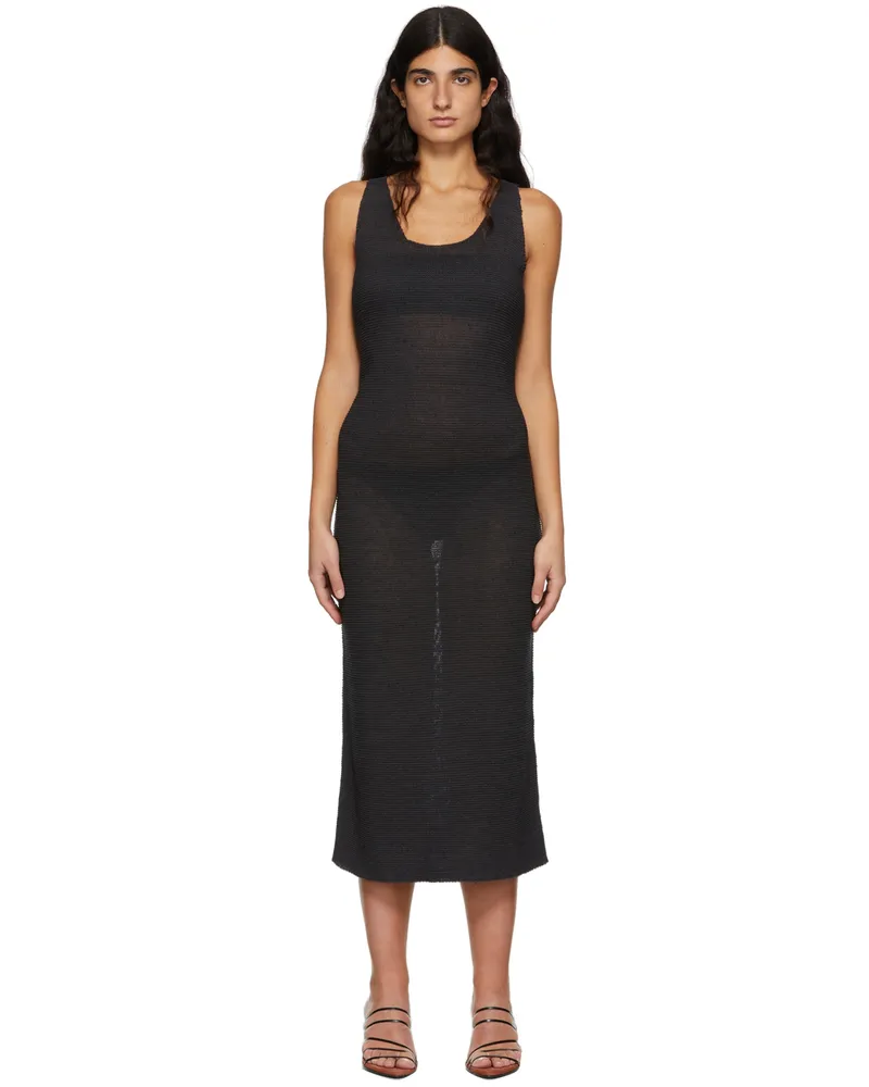 Missing You Already Grey Sleeveless Knit Dress Charcoal