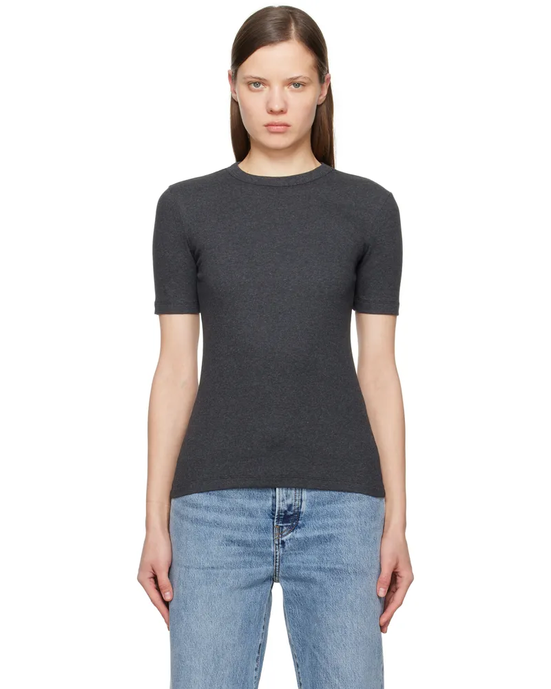 Totême Gray Classic Rib T-shirt Charcoal