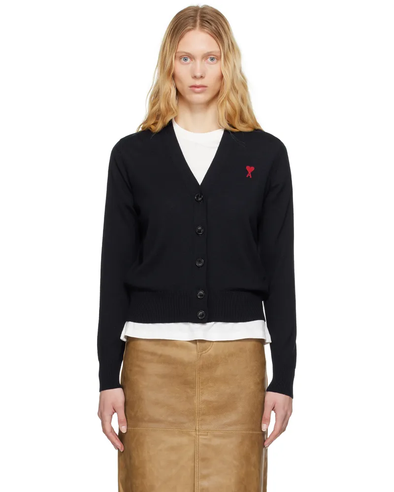 AMI Paris Navy Wool Ami de Coeur Cardigan Night