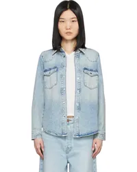 Frame Denim Blue Fitted Heritage Denim Shirt Esme