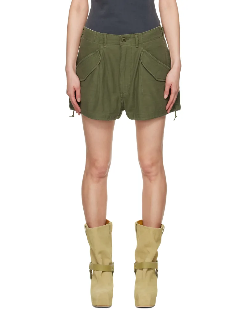 R13 Green Loose Marianne Cargo Shorts Olive