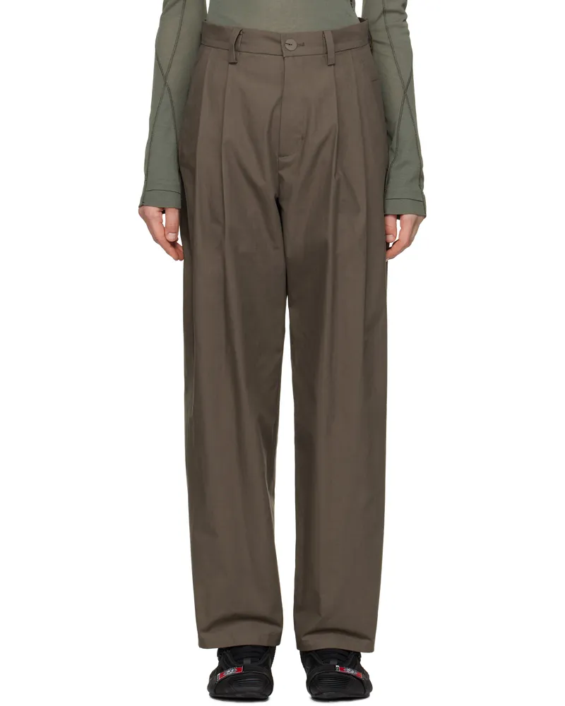 Hyein Seo Brown Wide Beaded Belt Trousers Brown