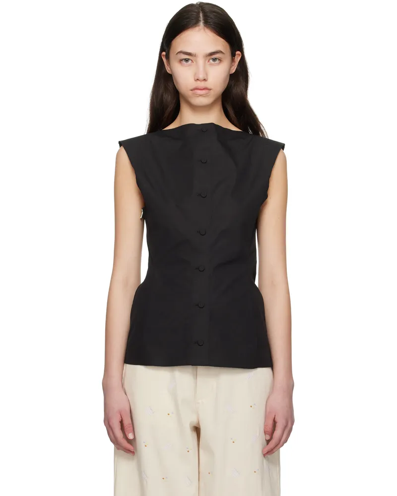 Marni Black Compact Cotton Poplin Top 00n99