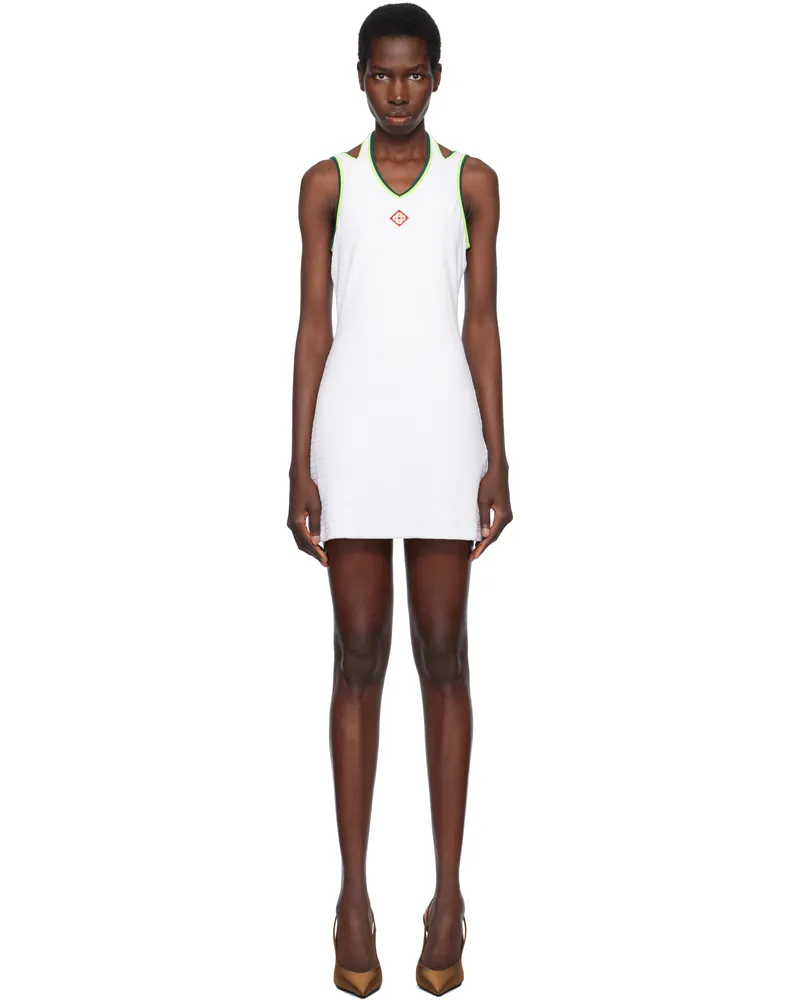Casablanca Paris White Textured Velour Tennis Minidress White