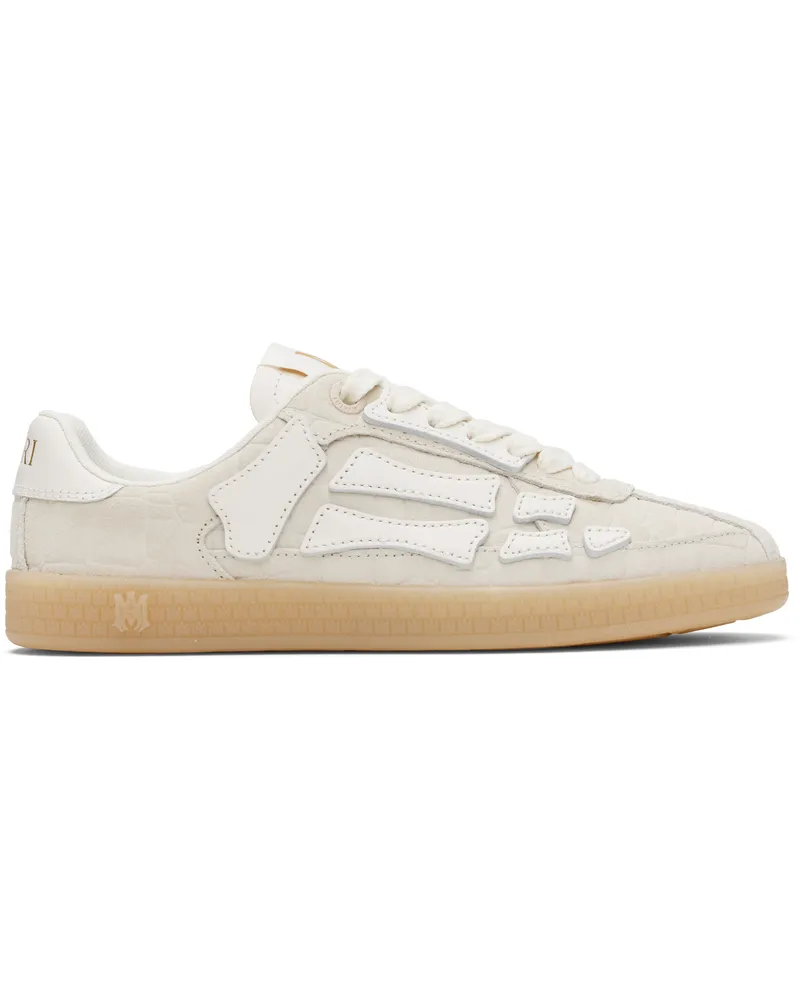 Amiri Off-White Croc Debossed Pacific Bones Sneakers Alabaster