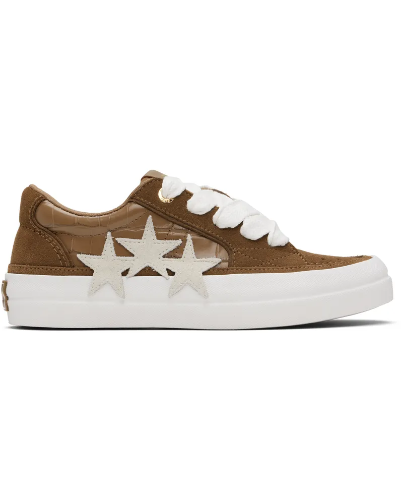 Amiri Brown Croc Debossed Sunset Skate Sneakers Dark