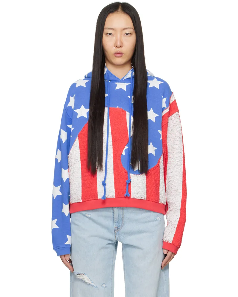 ERL Blue & Red 'Stars & Stripes' Swirl Hoodie 1