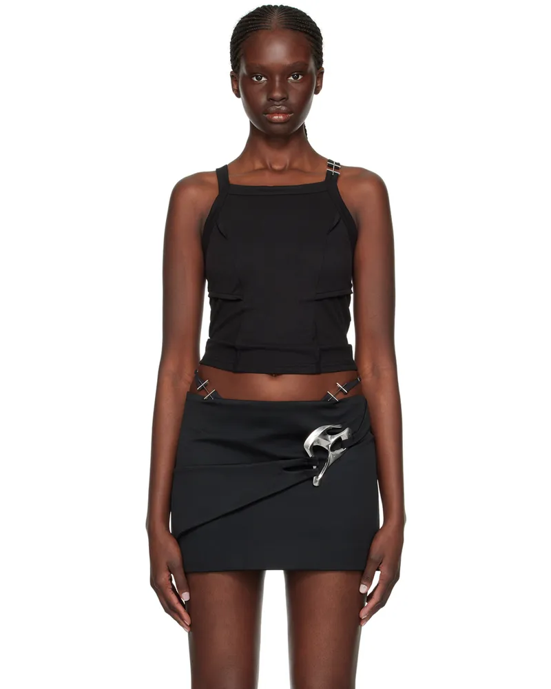 Heliot Emil Black Plicate Tank Top Black